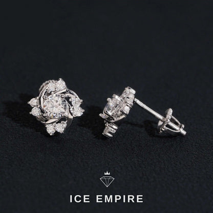 Iced Out 14K Gold Moissanite Stud Earrings