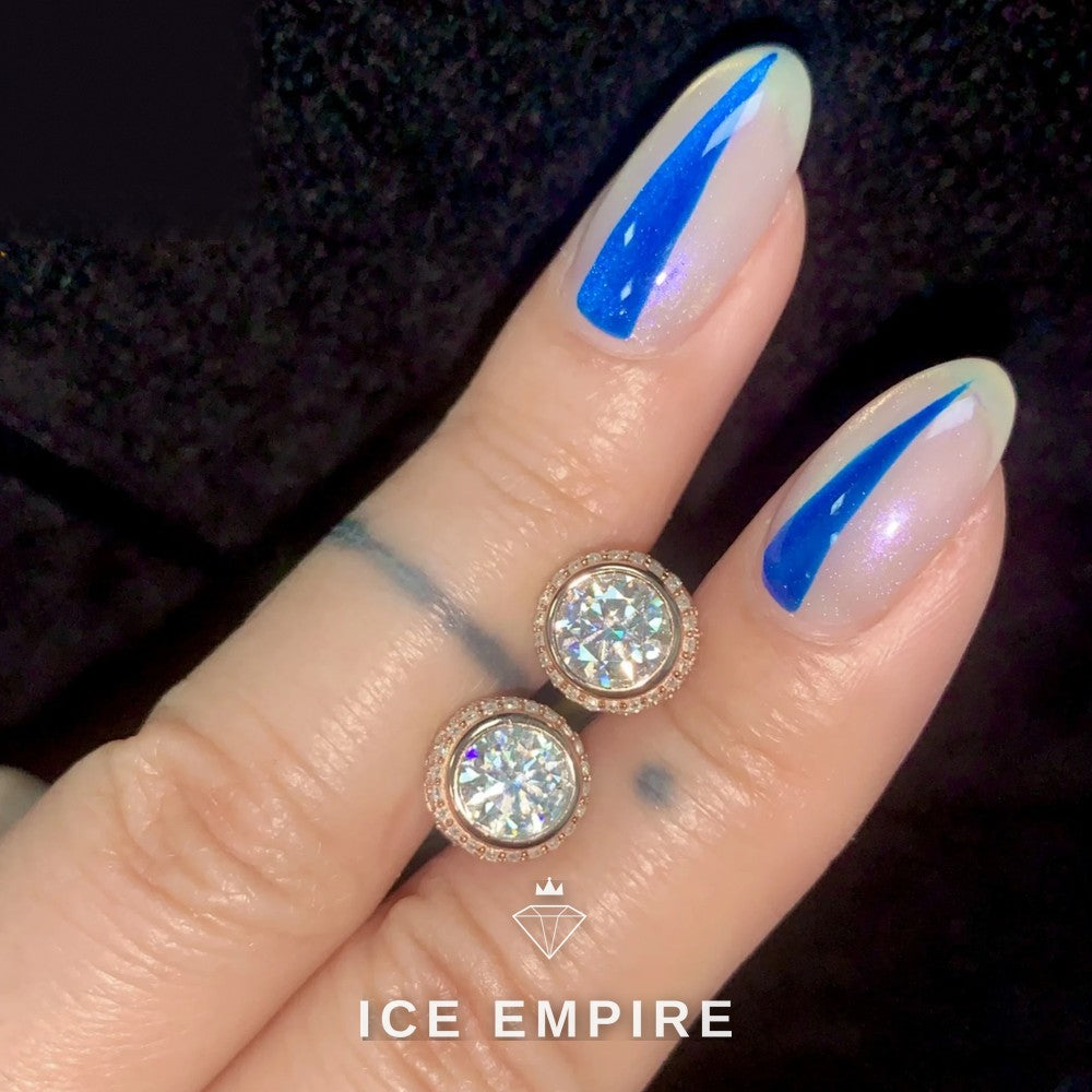 Iced Out Gold Plated Moissanite Stud Earrings