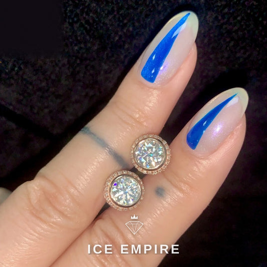 Iced Out Gold Plated Moissanite Stud Earrings