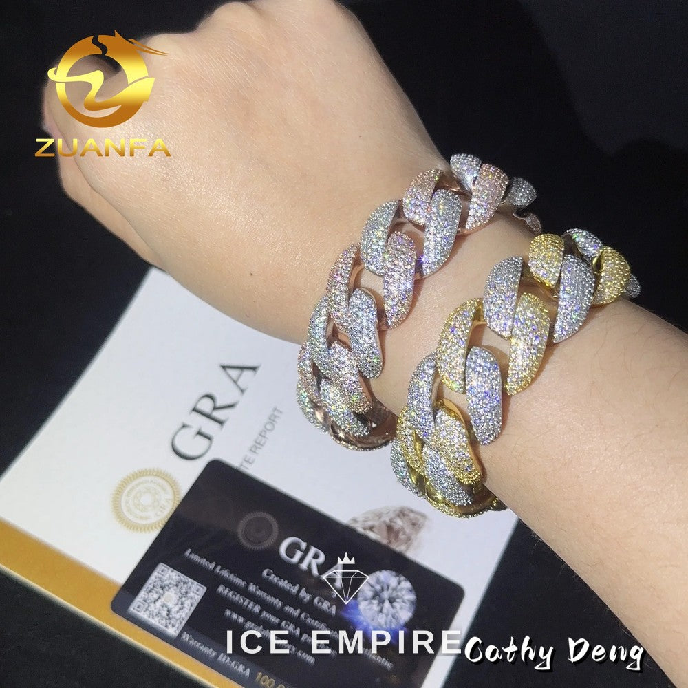 Iced Out 925 Silver Moissanite Cuban Chain