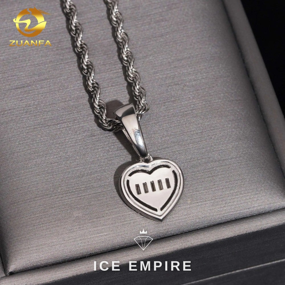 Iced Out Heart 925 Silver Lab Grown Diamond Pendant