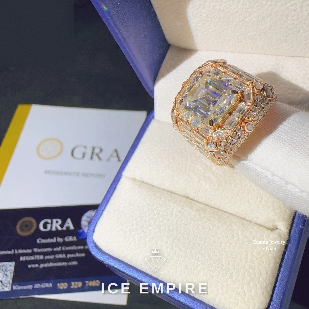 Iced Out 925 Silver Moissanite Ring