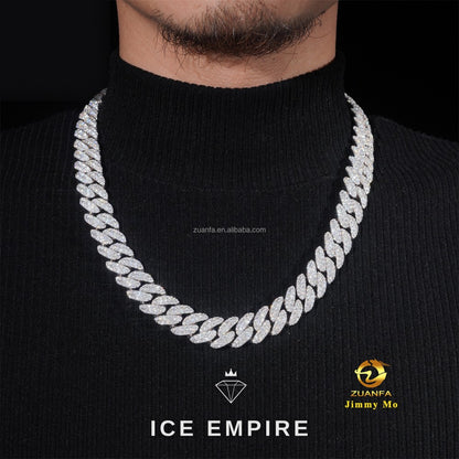 Iced Out 925 Silver Moissanite Cuban Chain