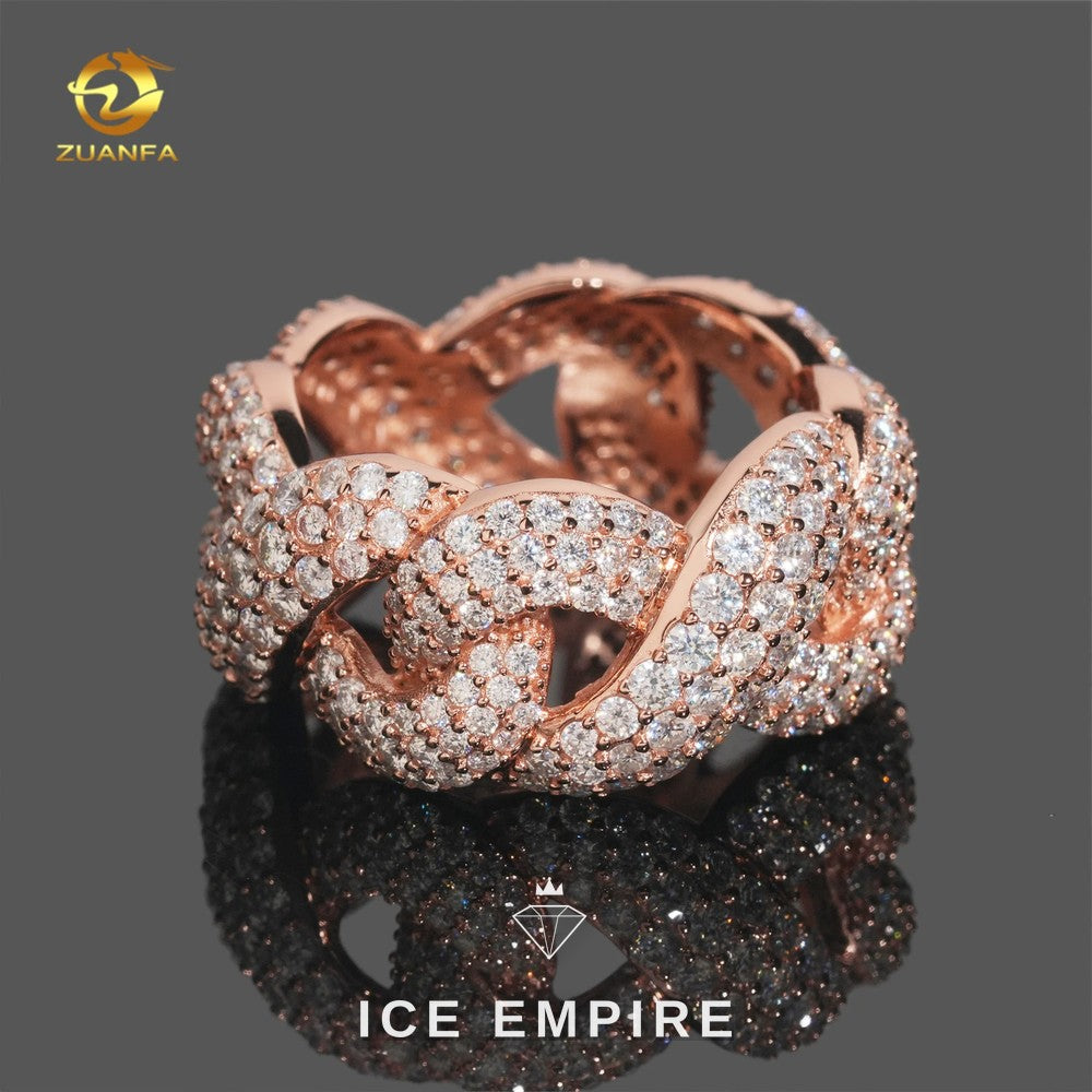 Iced Out Rose Gold Moissanite Cuban Chain