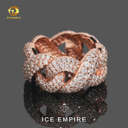 Iced Out Rose Gold Moissanite Cuban Chain