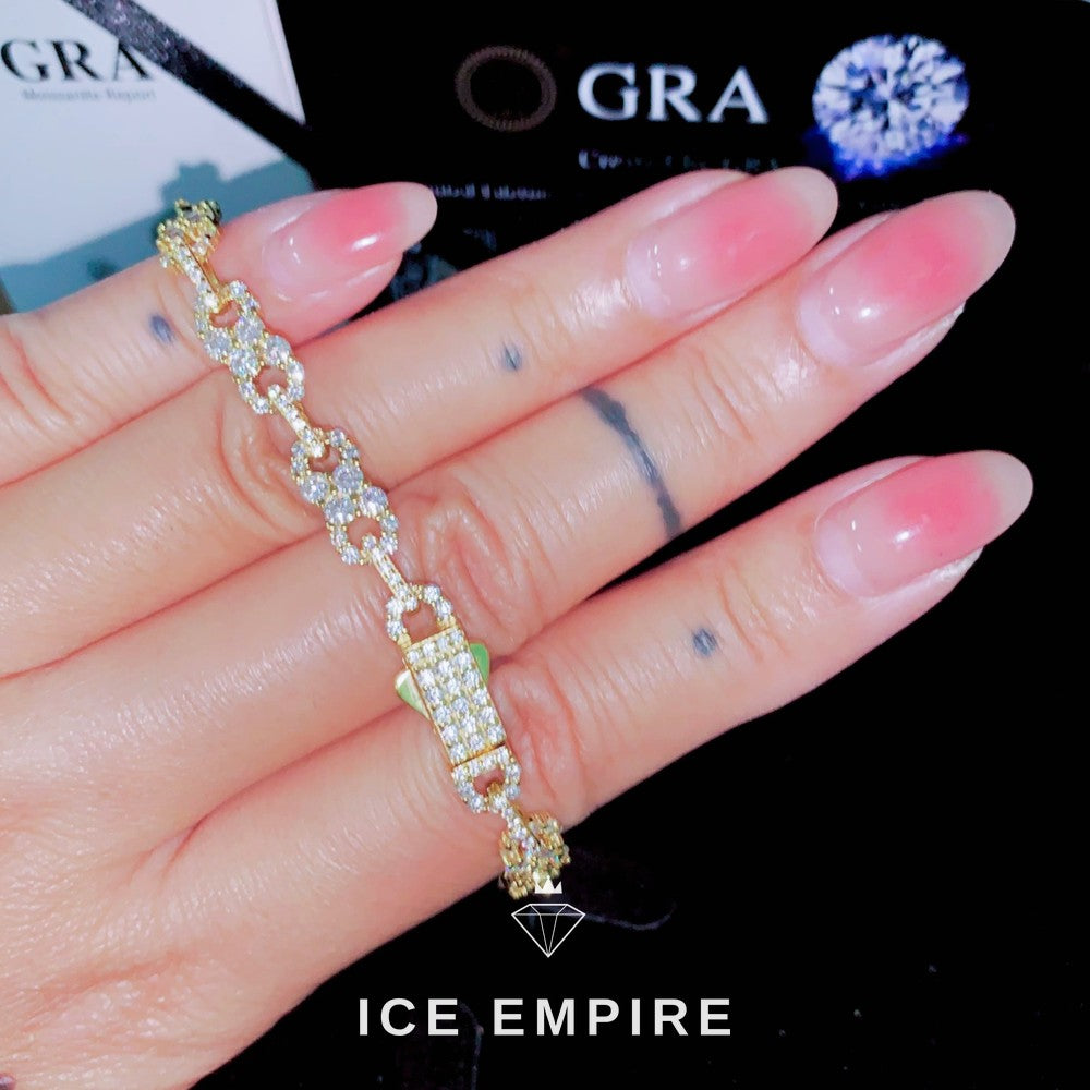 Iced Out Baguette 925 Silver Moissanite Cuban Chain