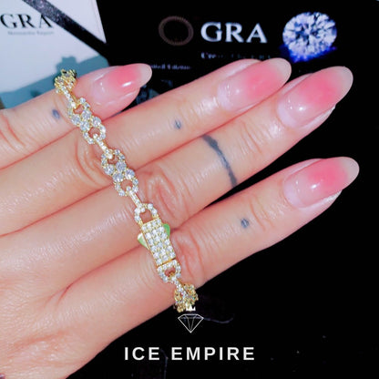 Iced Out Baguette 925 Silver Moissanite Cuban Chain