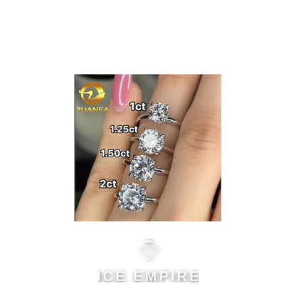 Iced Out 925 Silver Moissanite Engagement Ring