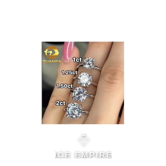 Iced Out 925 Silver Moissanite Engagement Ring