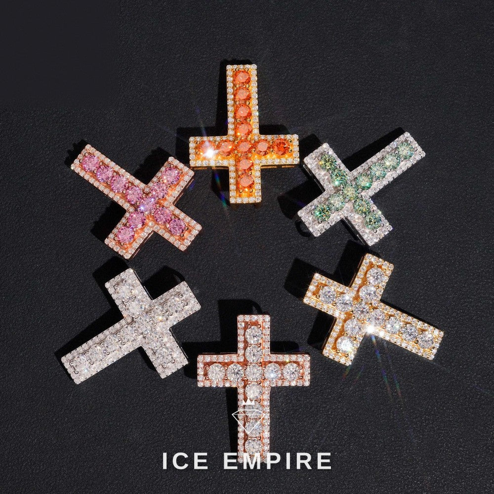 Iced Out Cross 925 Silver Moissanite Pendant