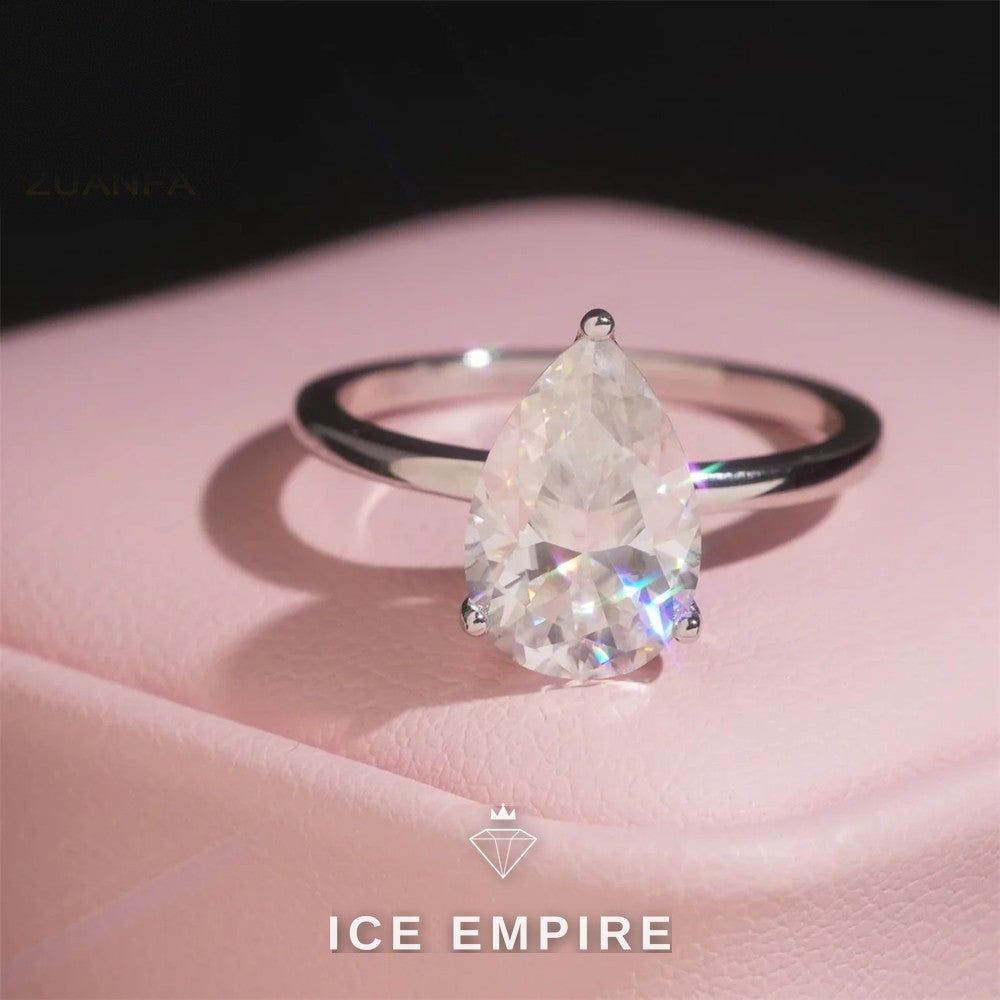 Iced Out 925 Silver Moissanite Engagement Ring