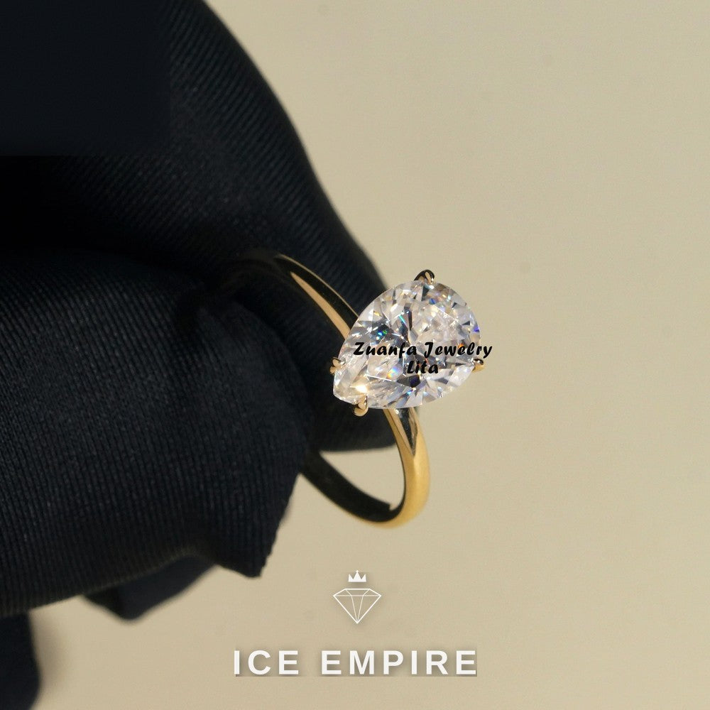 Iced Out 14K Gold Moissanite Wedding Band