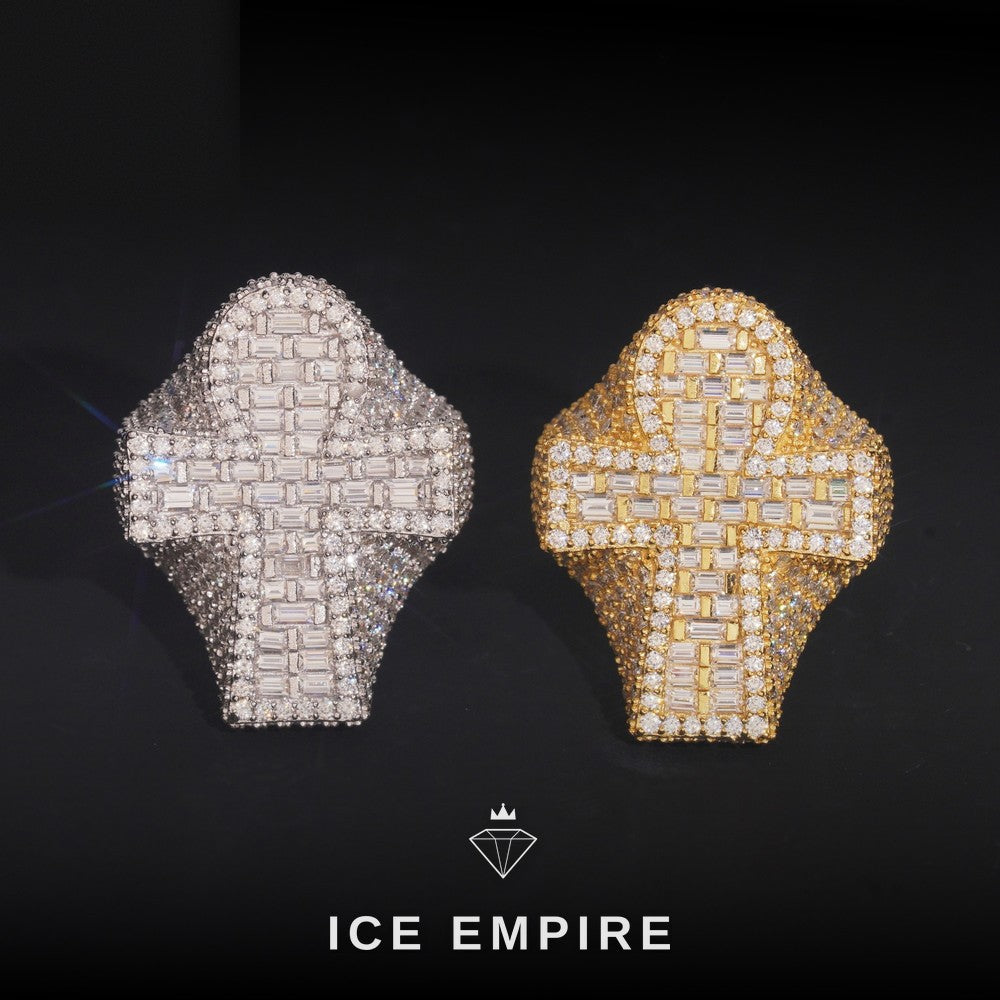 Iced Out Baguette Rose Gold Plated Moissanite Ring