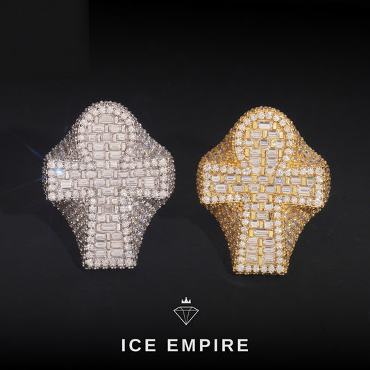Iced Out Baguette Rose Gold Plated Moissanite Ring