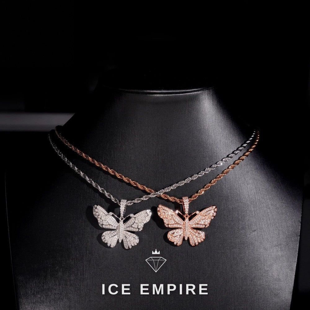 Iced Out Butterfly 925 Silver Moissanite Pendant