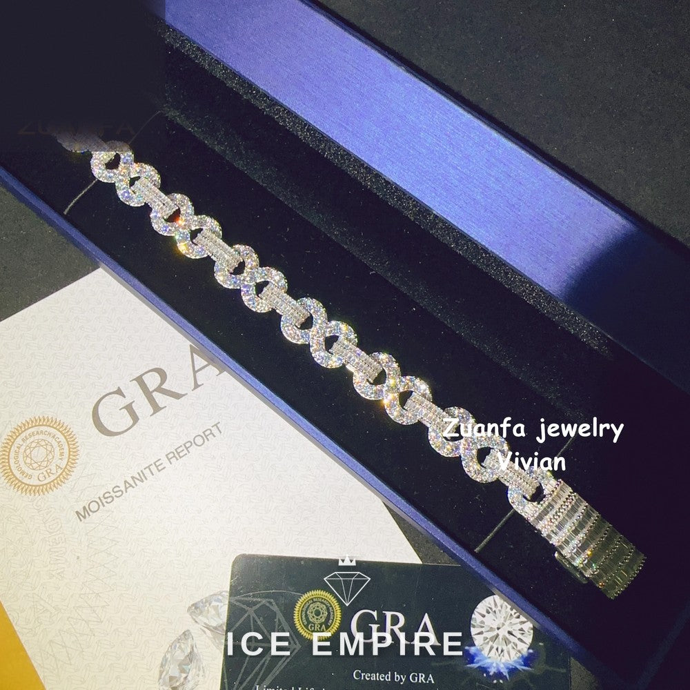 Iced Out Cross Rose Gold Plated Moissanite Cuban Chain