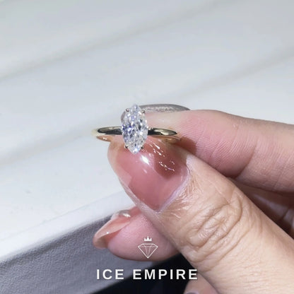 Iced Out 14K Gold Moissanite Engagement Ring