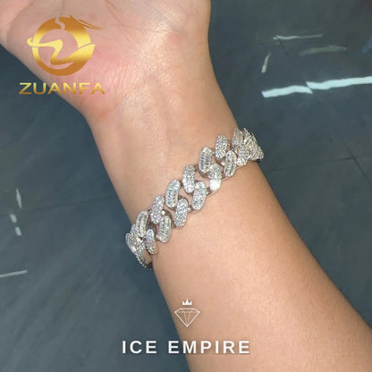 Iced Out Baguette Rose Gold Plated Moissanite Cuban Chain