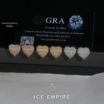 Iced Out Heart Rose Gold Plated Moissanite Earrings