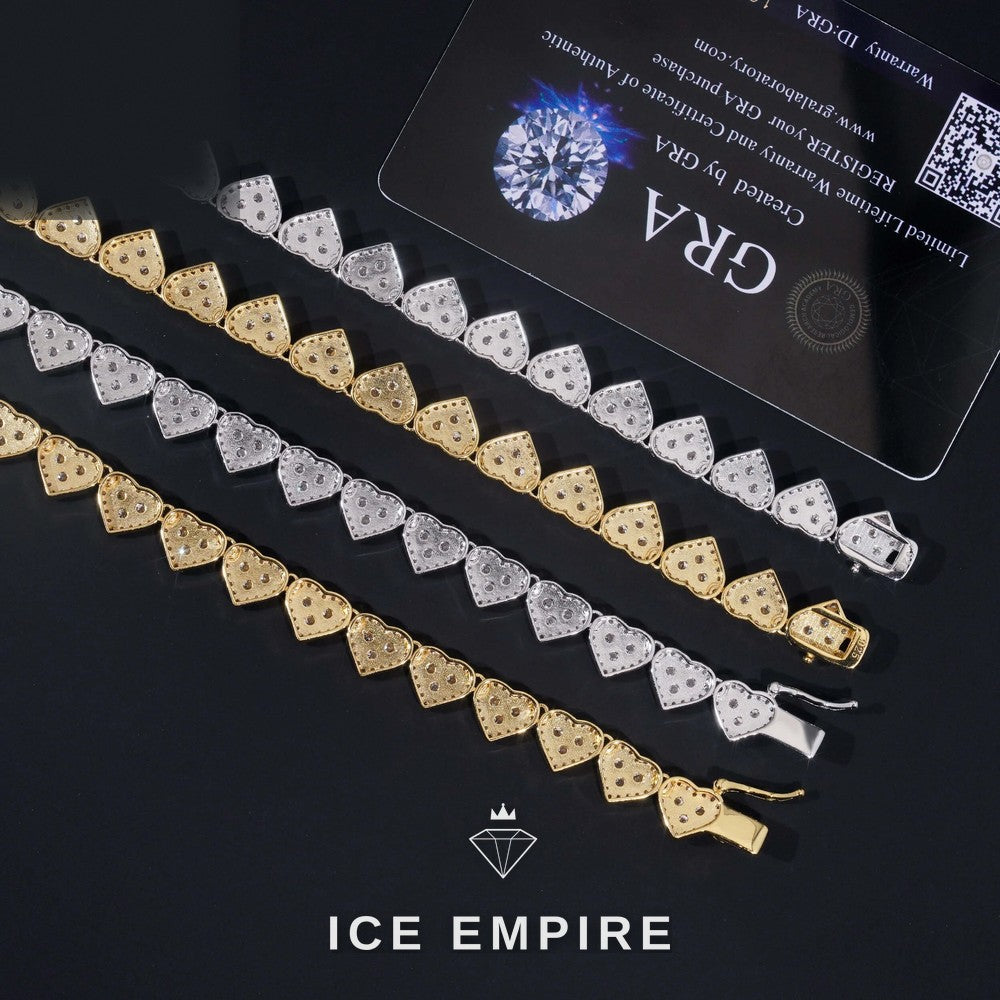 Iced Out Heart Rose Gold Plated Moissanite Cuban Chain