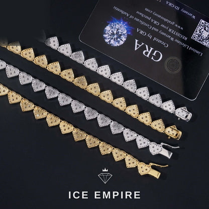 Iced Out Heart Rose Gold Plated Moissanite Cuban Chain