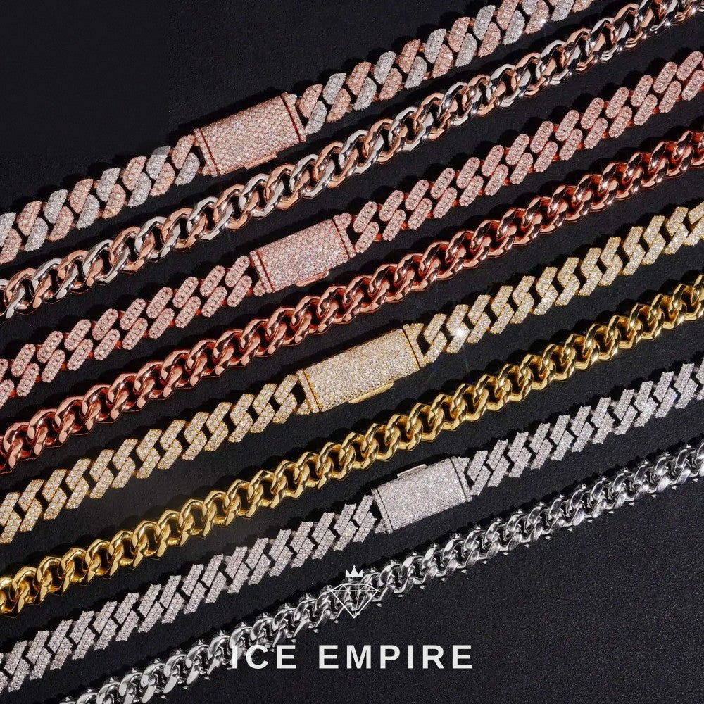 Iced Out Rose Gold Moissanite Cuban Chain