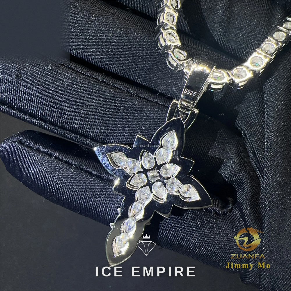 Iced Out Cross Gold Plated Moissanite Pendant