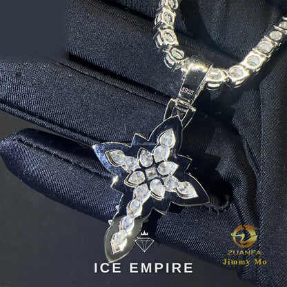 Iced Out Cross Gold Plated Moissanite Pendant