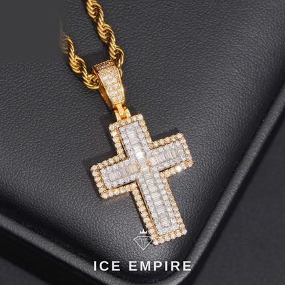 Iced Out Cross Gold Plated Moissanite Pendant