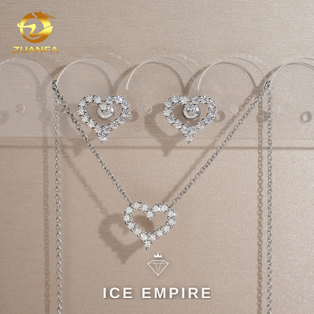 Iced Out Heart Rose Gold Plated Moissanite Earrings