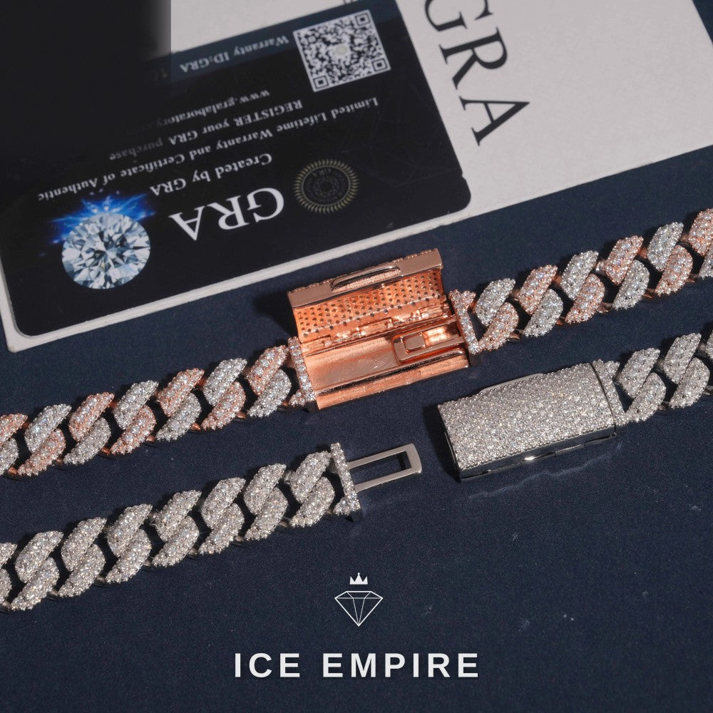 Iced Out Rose Gold Plated Moissanite Cuban Chain
