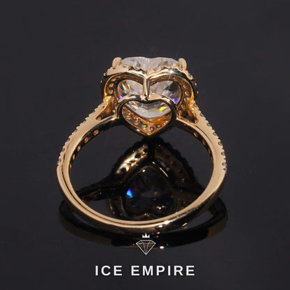 Iced Out Heart 14K Gold Moissanite Wedding Band