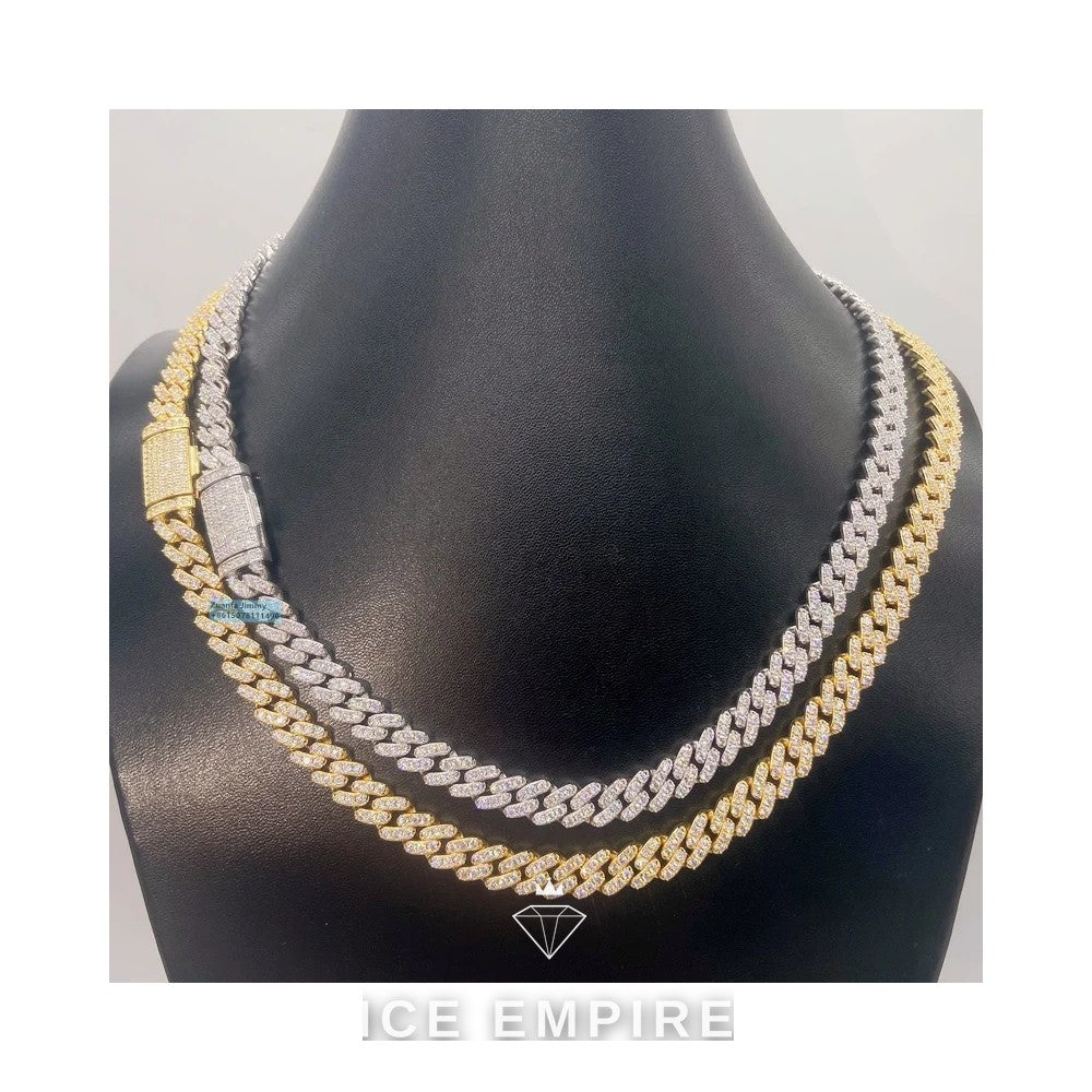 Iced Out 925 Silver Moissanite Cuban Chain