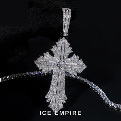 Iced Out Cross 925 Silver Pendant