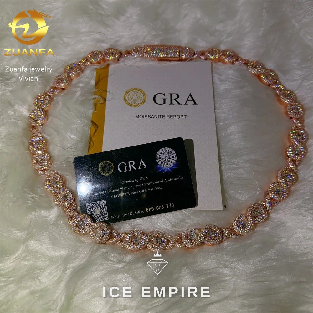 Iced Out Rose Gold Plated Moissanite Cuban Chain
