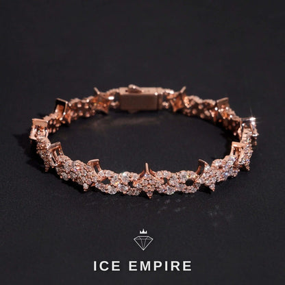 Iced Out Cluster Rose Gold Plated Moissanite Tennis Chain