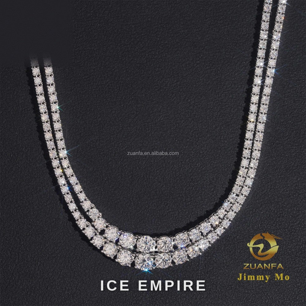 Iced Out Cluster 925 Silver Moissanite Cuban Chain