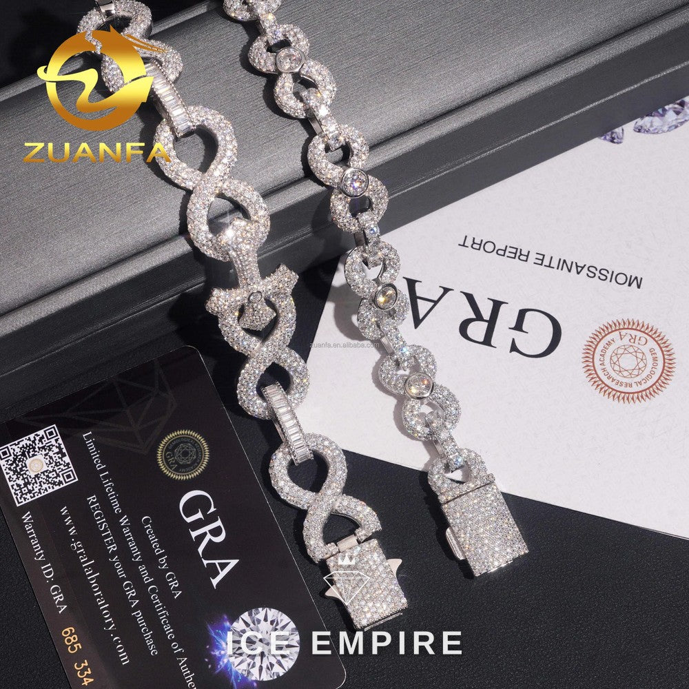 Iced Out 925 Silver Moissanite Cuban Chain