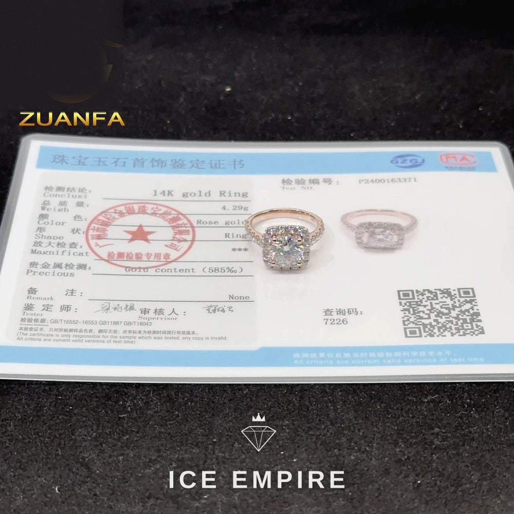Iced Out Rose Gold Moissanite Wedding Band