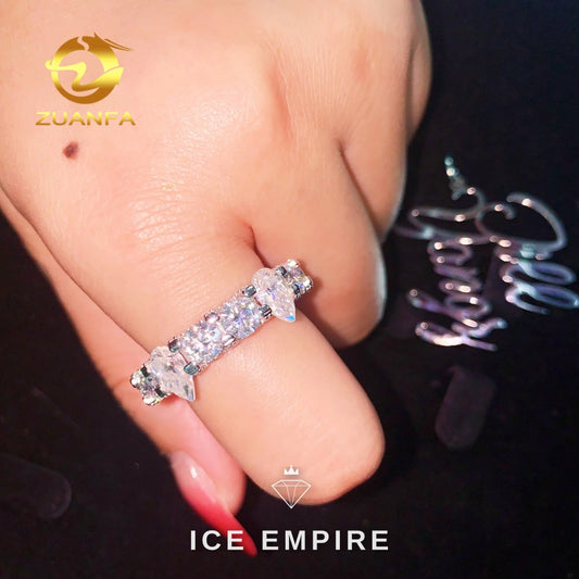 Iced Out 925 Silver Moissanite Engagement Ring