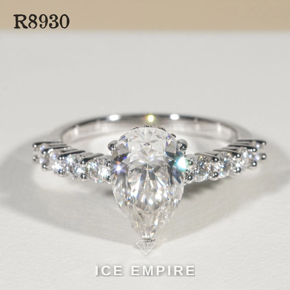 Iced Out 925 Silver Moissanite Engagement Ring