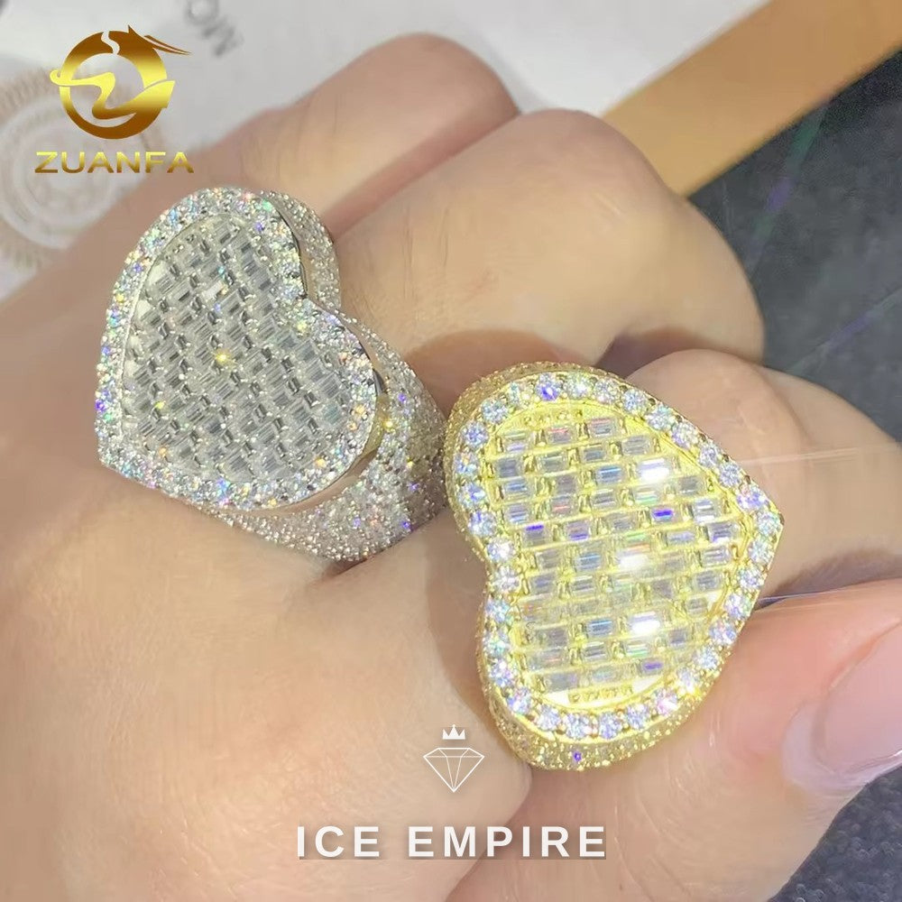 Iced Out Heart Gold Plated Moissanite Ring