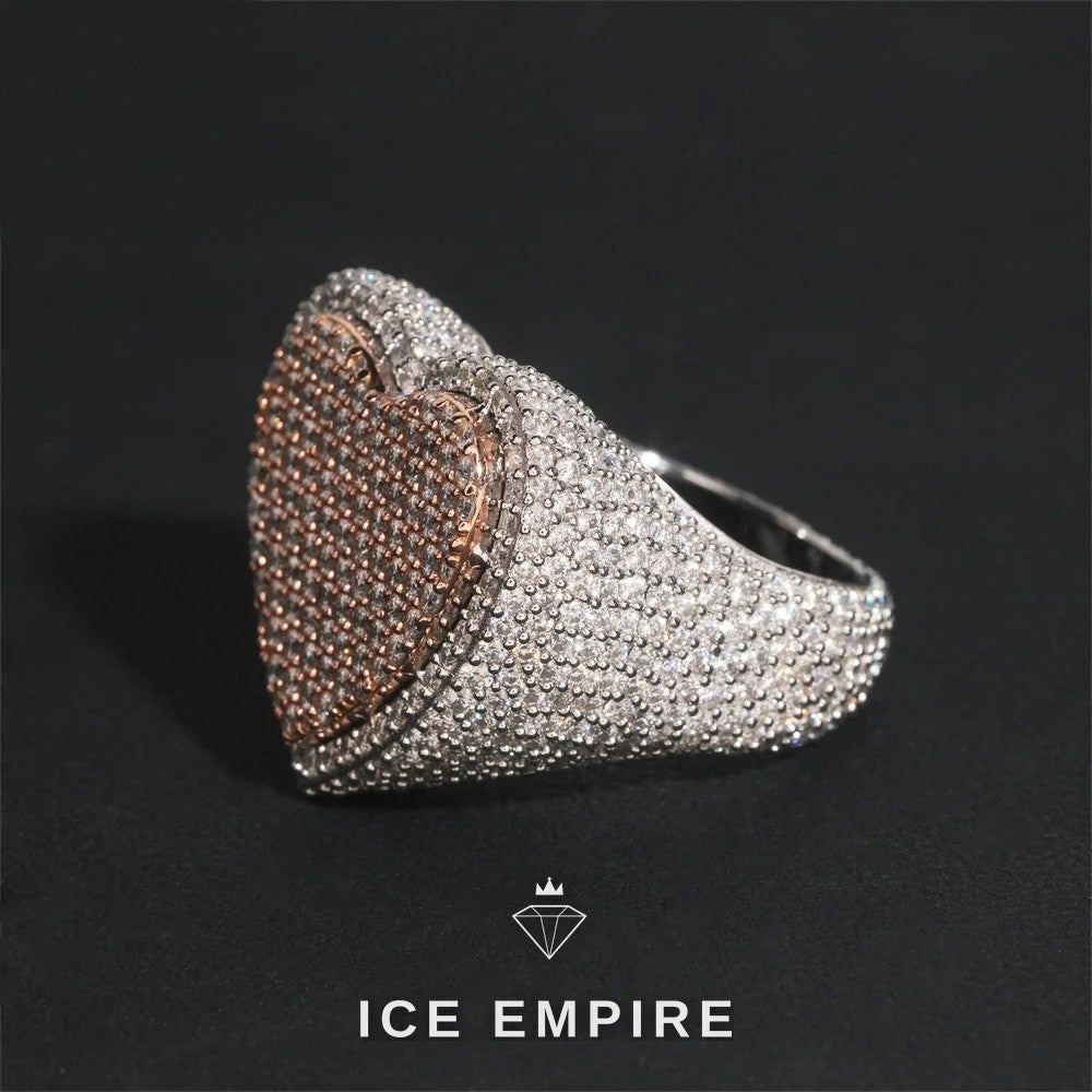 Iced Out Heart 925 Silver Moissanite Ring