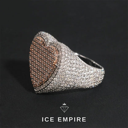 Iced Out Heart 925 Silver Moissanite Ring