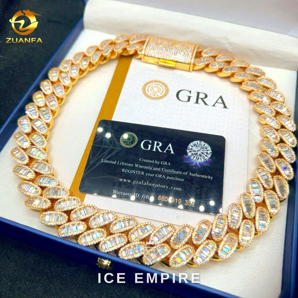 Iced Out Rose Gold Plated Moissanite Cuban Chain