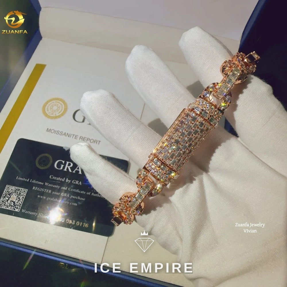 Iced Out Rose Gold Plated Moissanite Cuban Chain