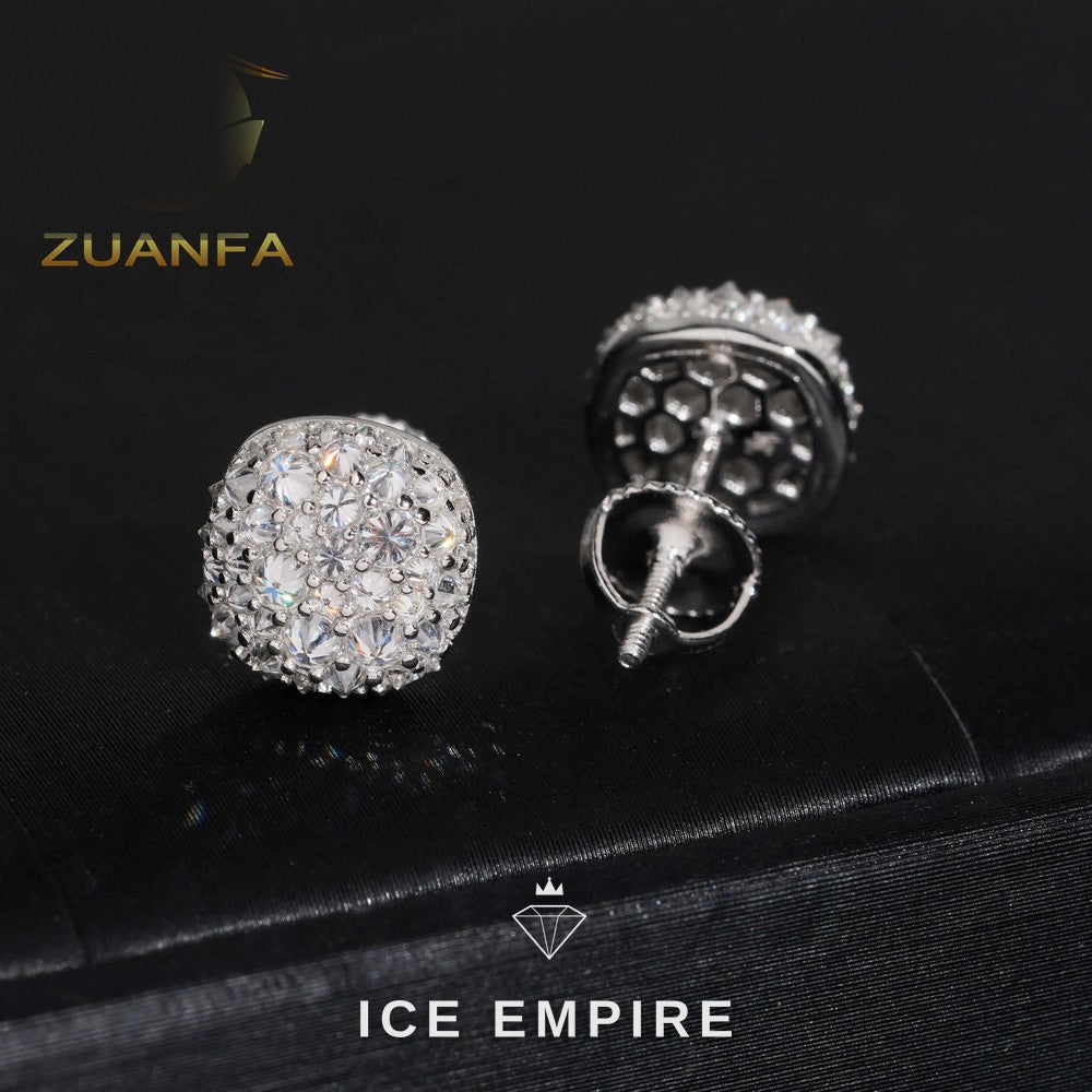 Iced Out 925 Silver Moissanite Stud Earrings