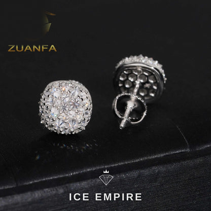 Iced Out 925 Silver Moissanite Stud Earrings