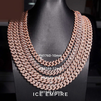 Iced Out Rose Gold Plated Moissanite Cuban Chain