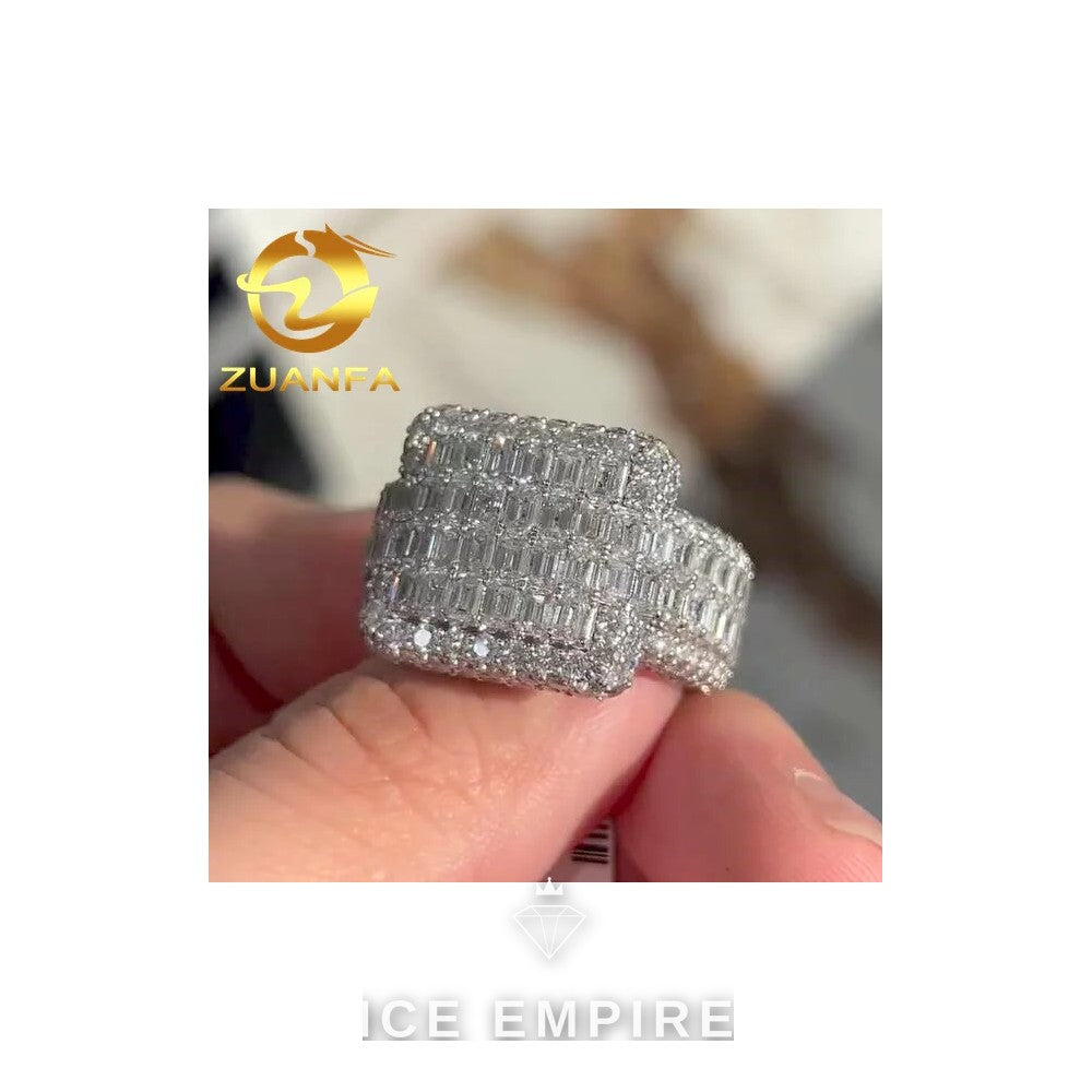 Iced Out 925 Silver Moissanite Ring